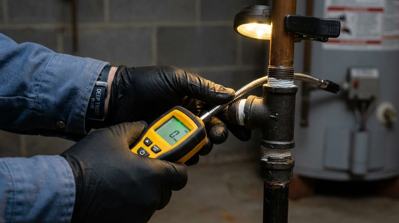 Gas leak detection with electronic sniffer by Johns Plumbing LLC in Firebaugh